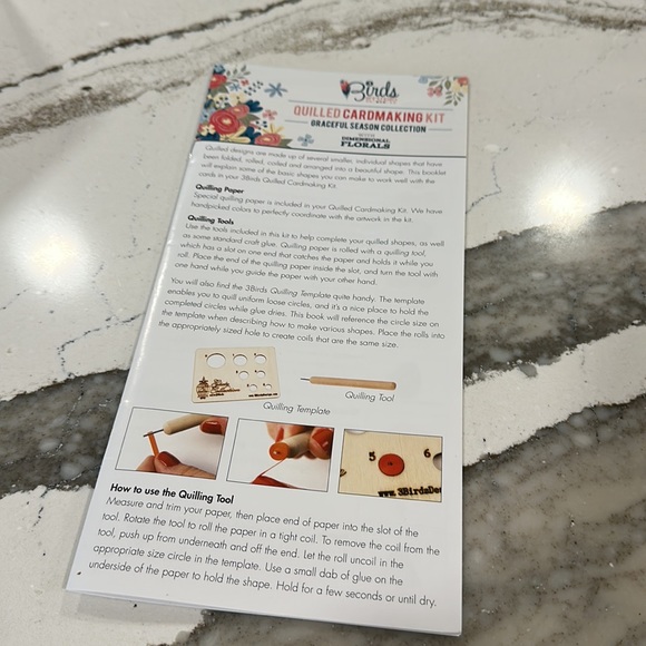 3 Birds Studio Quilled Cardmaking Kit Graceful Season Collection w/ Dime Florals - Picture 5 of 7